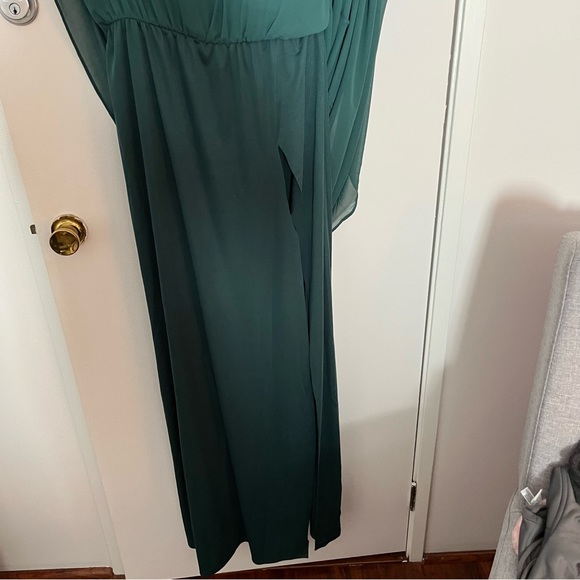 Forest Green Off Shoulder Chiffon Maxi Maternity Dress - Picture 7 of 8